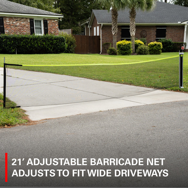 Driveway Guard Adjustable Barricade Net & Ground Stakes