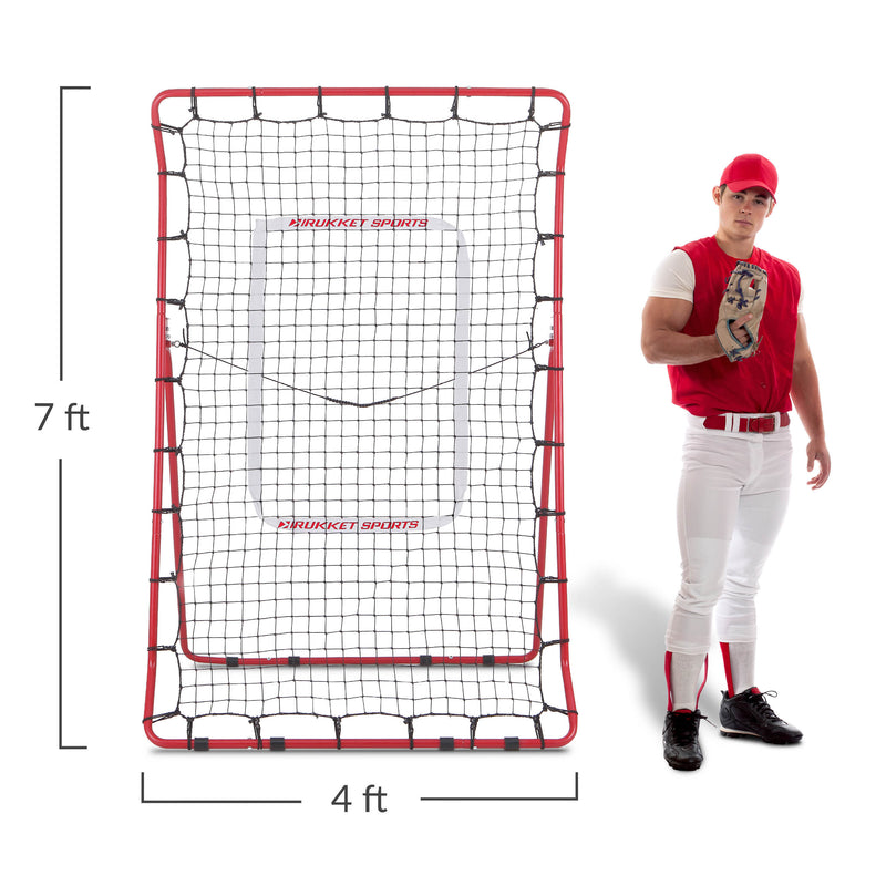 Pitch Back Baseball / Softball Rebounder Pro w/ 3 Progression Weighted Pitching Baseballs