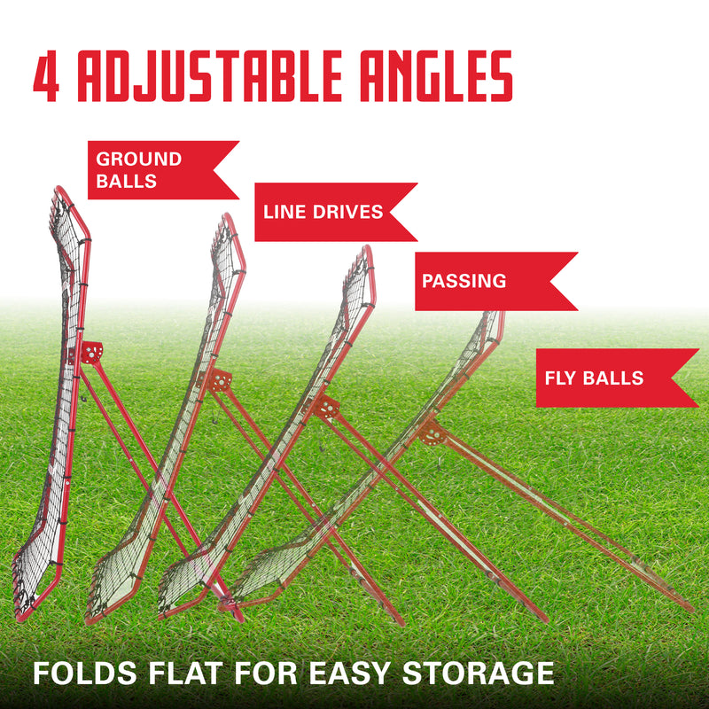 Pitch Back Baseball / Softball Rebounder Pro w/ 3 Progression Weighted Pitching Baseballs