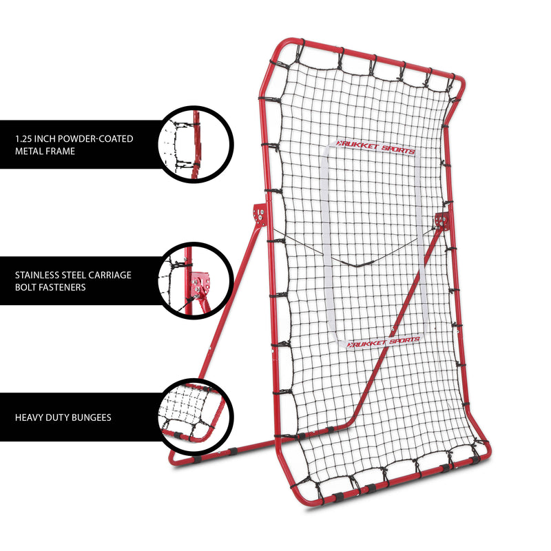 Pitch Back Baseball / Softball Rebounder Pro w/ 3 Progression Weighted Pitching Baseballs