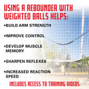 Pitch Back Baseball / Softball Rebounder Pro w/ 3 Progression Weighted Pitching Baseballs