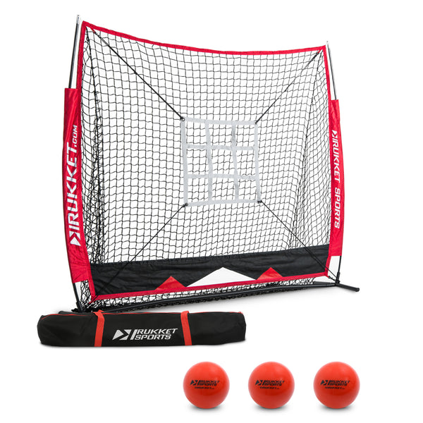 5x5 Baseball / Softball Net w/ 3 Weighted Balls & Strike Zone Target