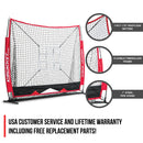 5x5 Baseball / Softball Net w/ 3 Weighted Balls & Strike Zone Target